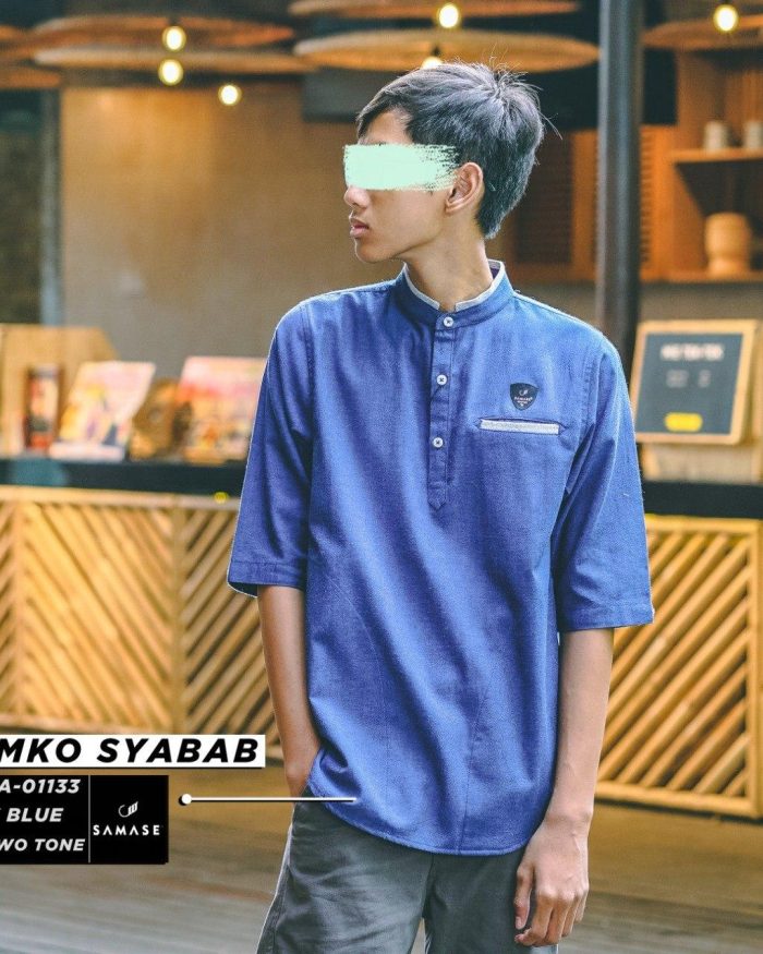 Kemko Syabab (Remaja) a01133 Dark Blue Cotton Two Tone