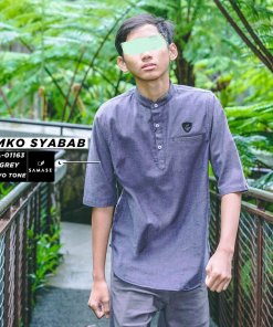 Kemko Syabab (Remaja) a01163 Dark Grey Cotton Two Tone