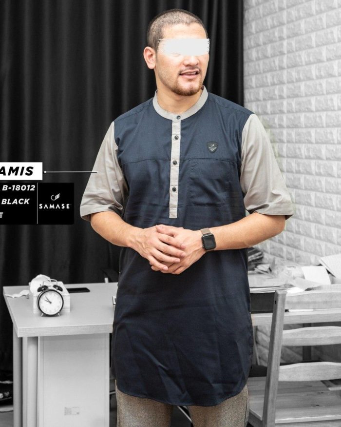 Ghamis Pendek b18012 Blue Black Pique
