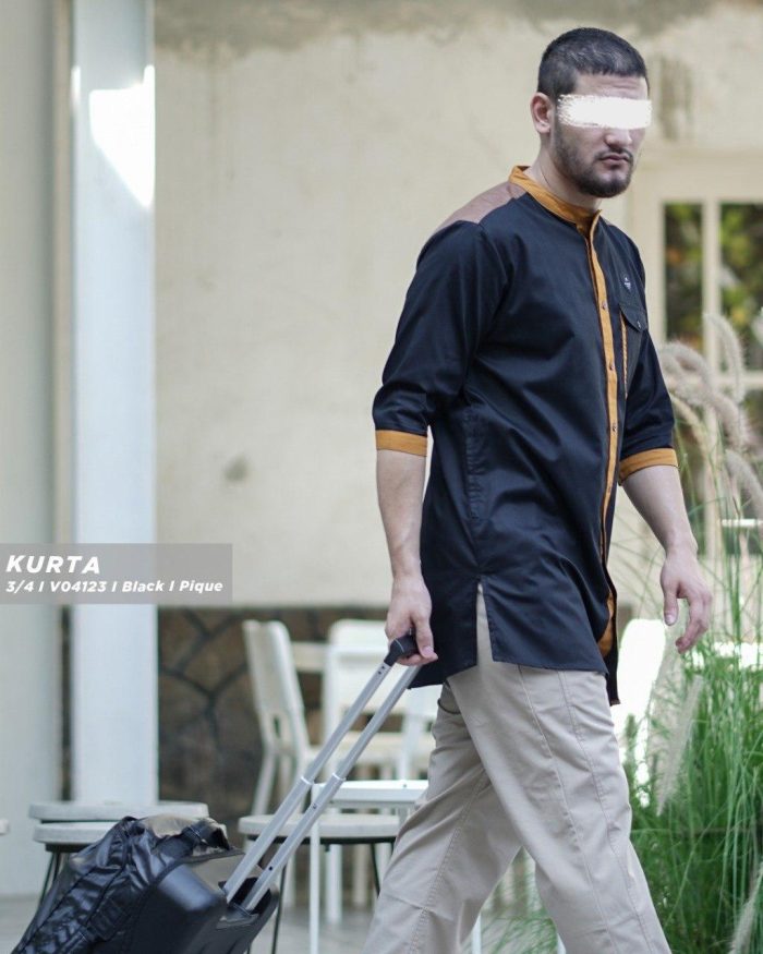 Kurta 3/4 v04123 Black Pique