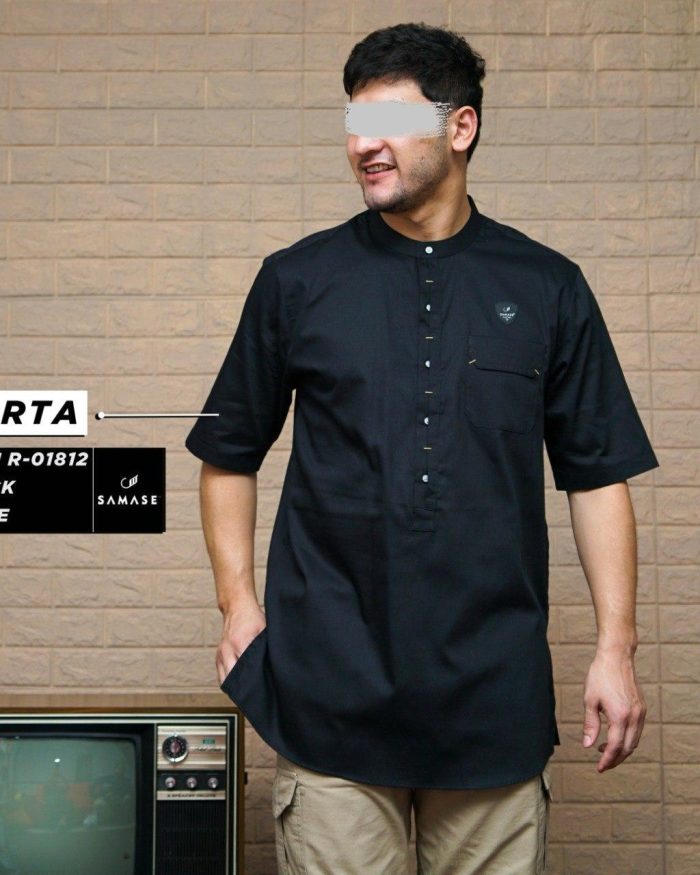 Kurta Pendek r01812 Black Pique