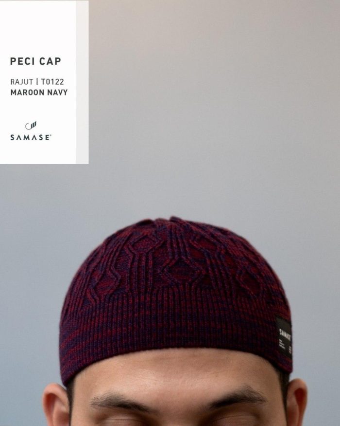 New Cap Rajut t0122 Maroon Navy