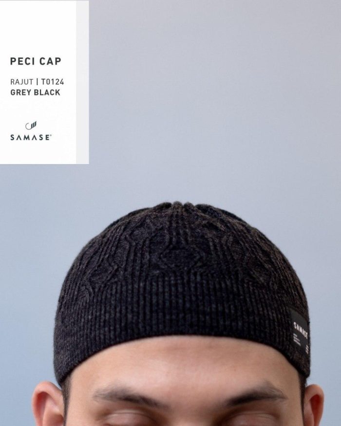 New Cap Rajut t0124 Grey Black