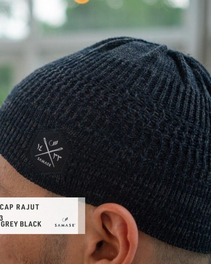 New Cap Rajut t0153 Dark Grey Black