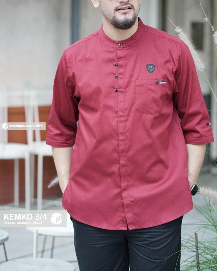 Kemko 3/4 u01234 Maroon Pique