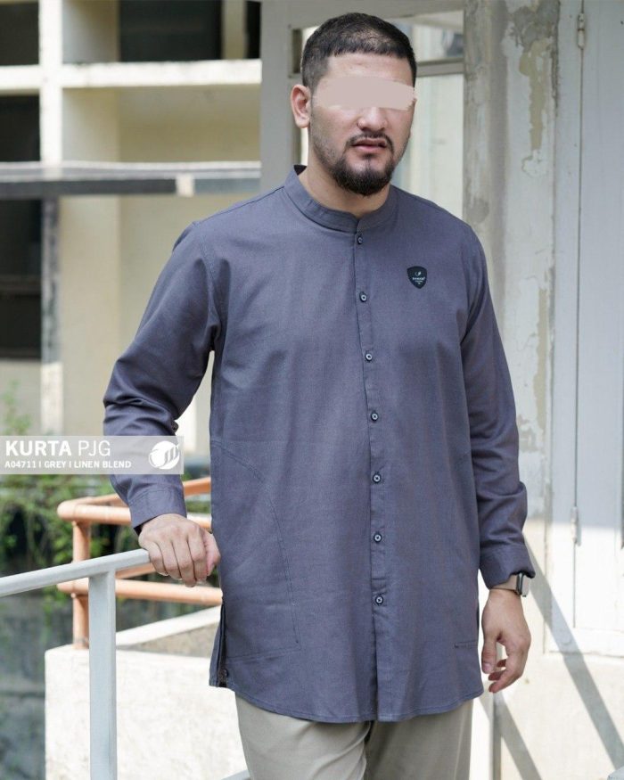 Kurta Panjang a04711 grey linen blend