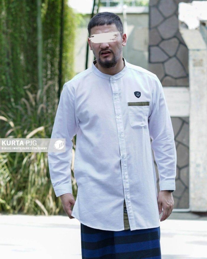 Kurta Panjang b18131 White Olive Cotton Tommy