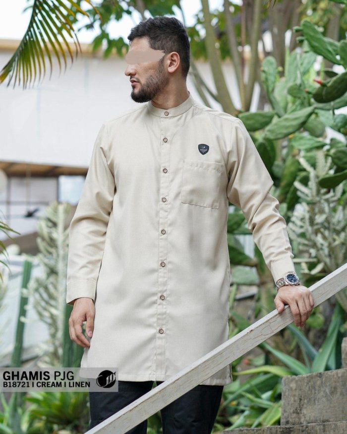 Ghamis Panjang b18721 Cream Linen