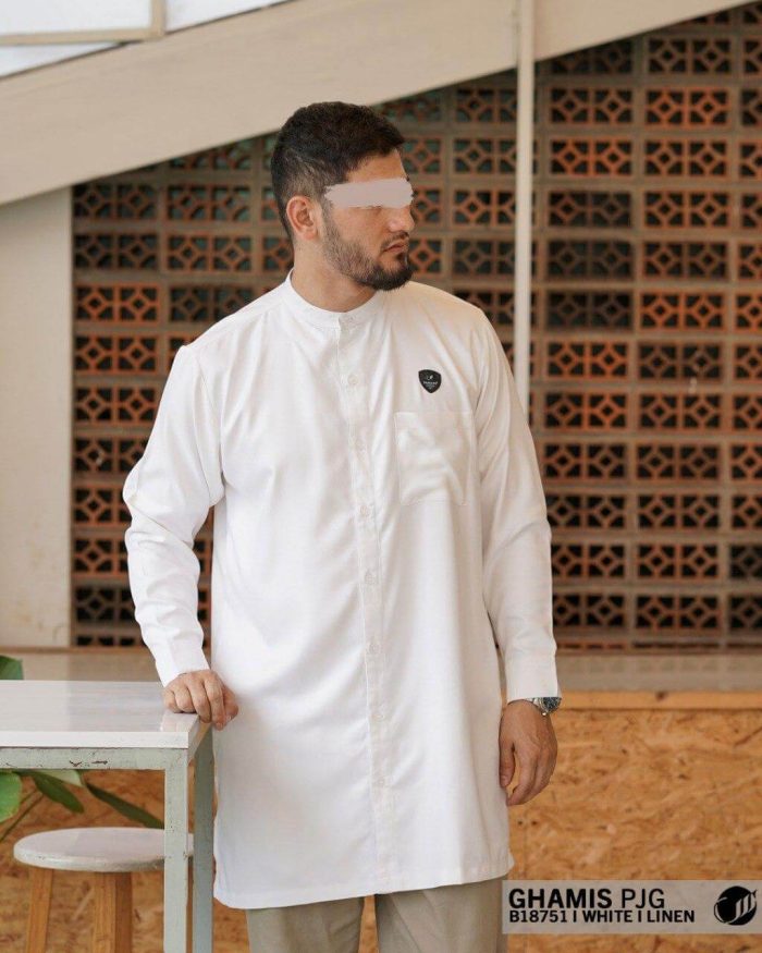 Ghamis Panjang b18751 White Linen