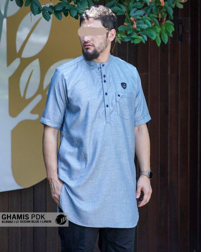 Ghamis Pendek b18982 Light Ocean Blue Linen