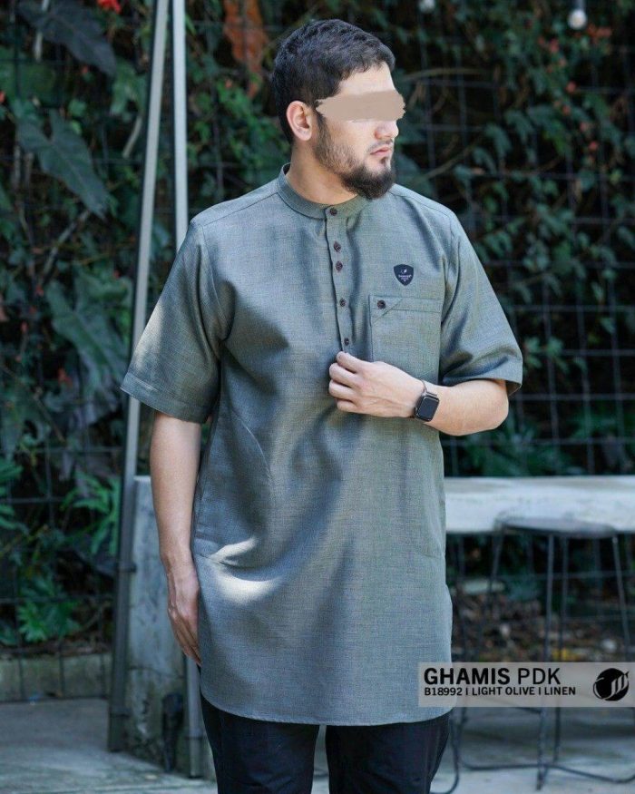 Ghamis Pendek b18992 Light Olive Linen