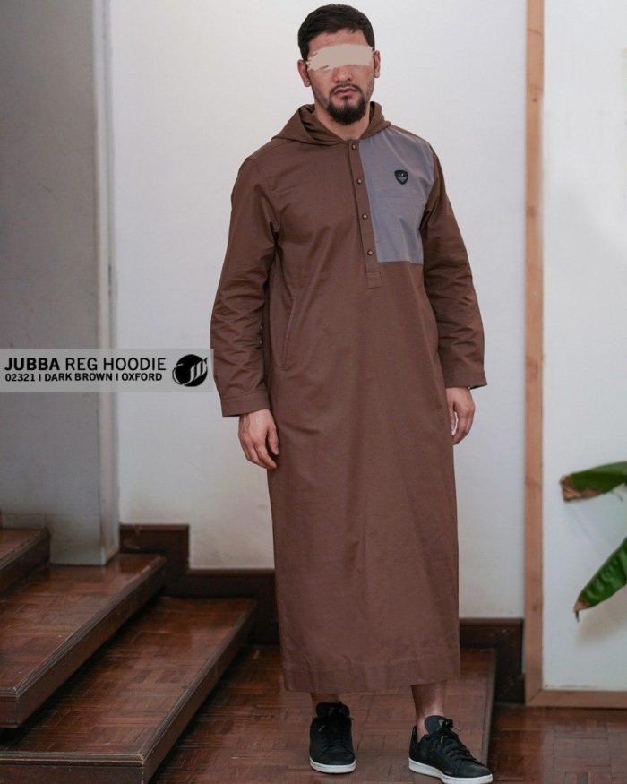 Jubba Reguler Hoodie Panjang r02321 Dark Brown Oxford