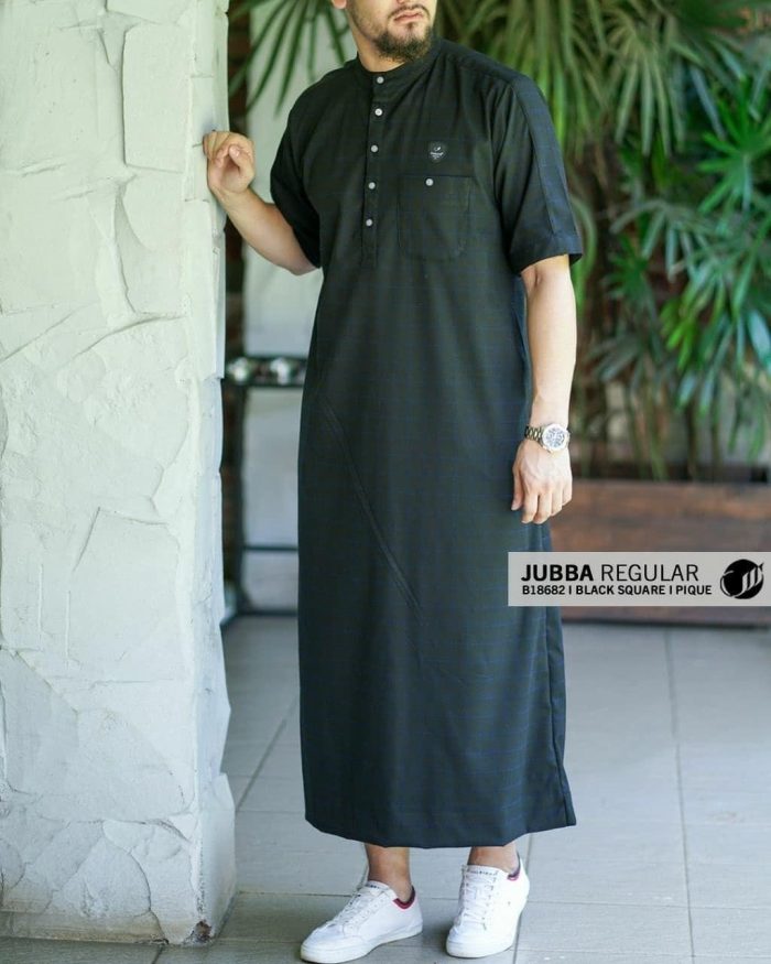 Jubba Reguler Pendek b18682 Black Square Pique