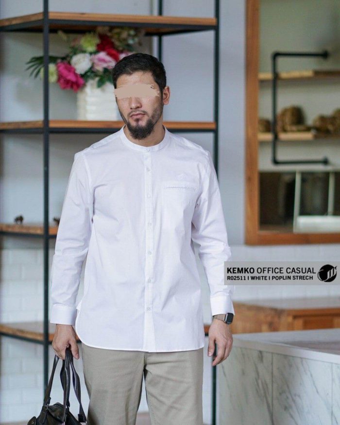 Kemko Office Casual Panjang r02511 White Poplin Stretch