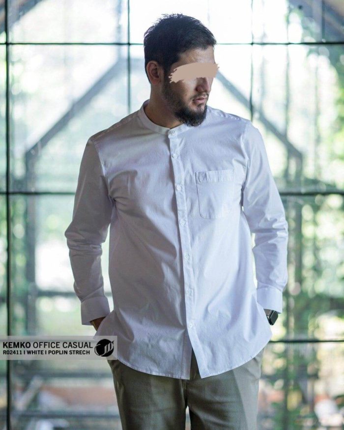 Kemko Office Casual Panjang White Poplin Stretch