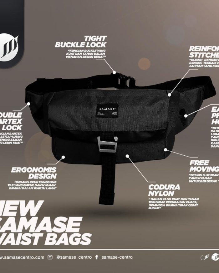 Waist Bag o009 Black Taslan