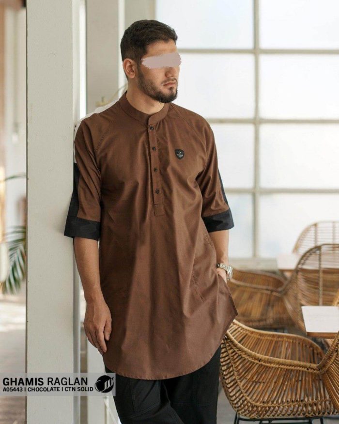Ghamis Raglan a05443 Chocolate Cotton Solid