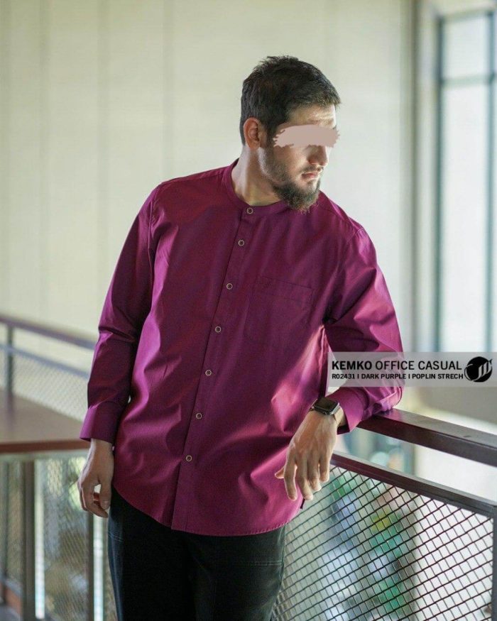 Kemko Office Casual Panjang r02431 Dark Purple Poplin Stretch