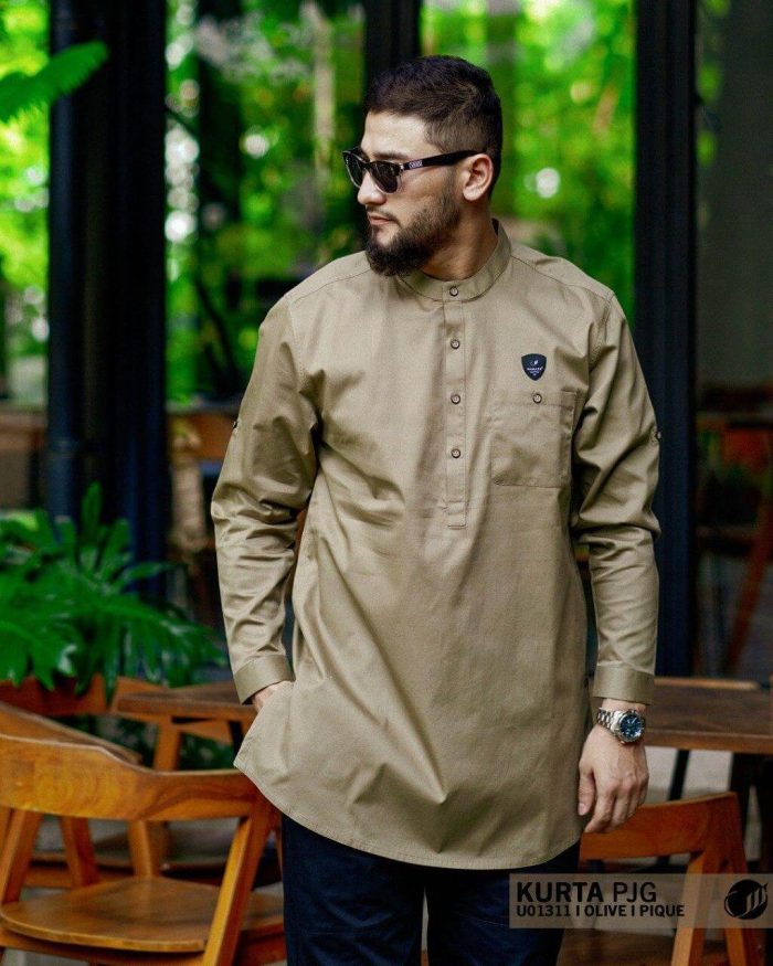 Kurta Panjang u01311 Olive Pique