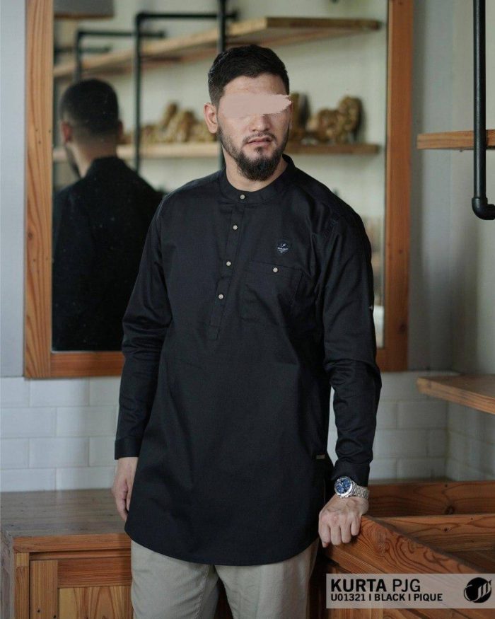 Kurta Panjang u01321 Black Pique