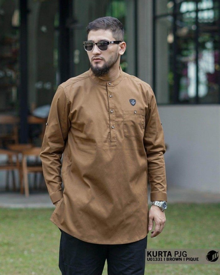 Kurta Panjang u01331 Brown Pique