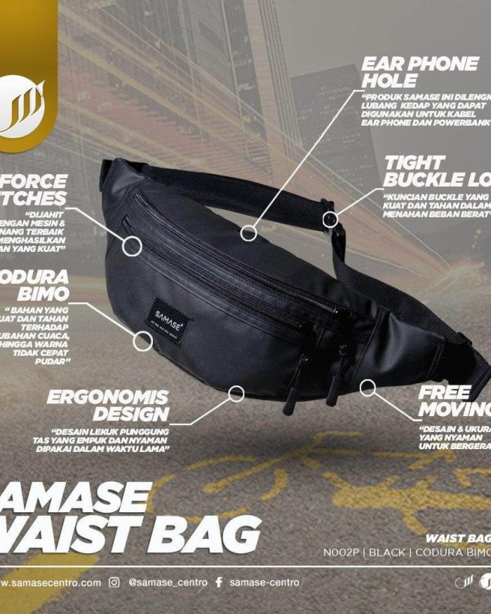Samase Waist Bag N002P Black Taslam Bimo