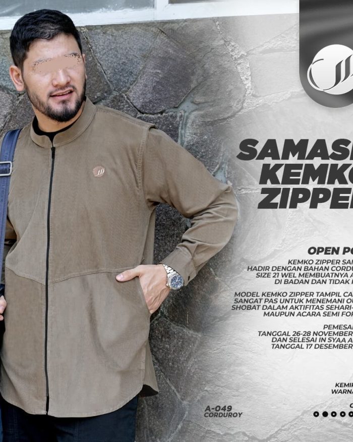 Kemko Zipper Samase A049 Warna Brown Corduroy