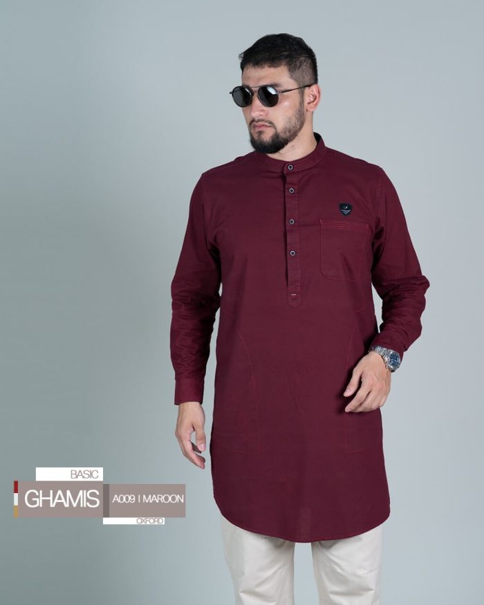 Gamis Panjang a0091 Maroon Linen Look