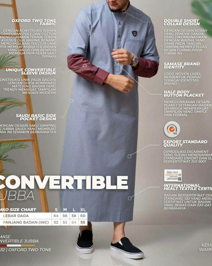 Jubba Convertible Sleeve Samase ( Jubah Convertible Samase )
