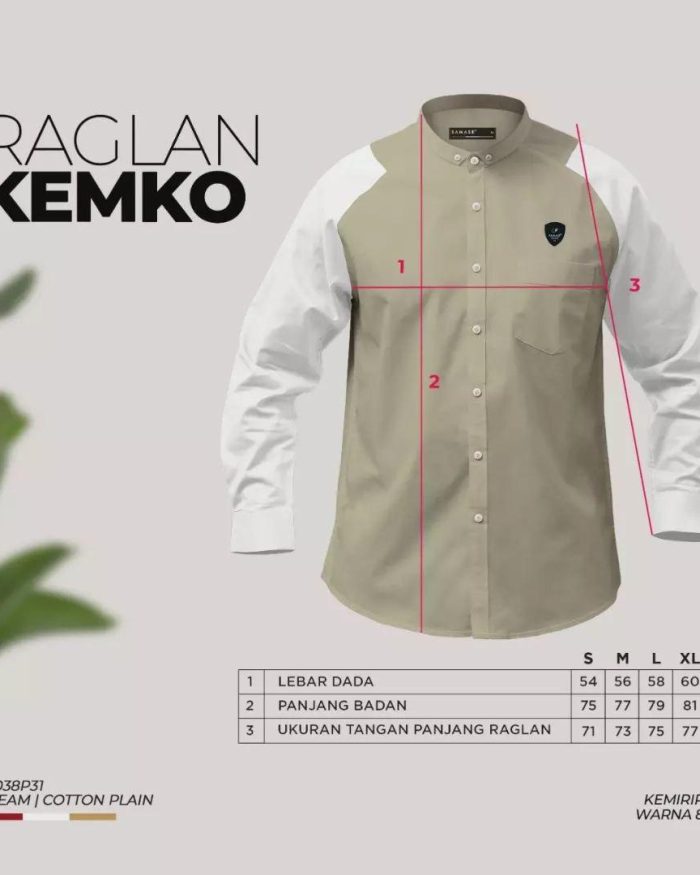Raglan Kemko Long Sleeve (LS) Cotton Plain