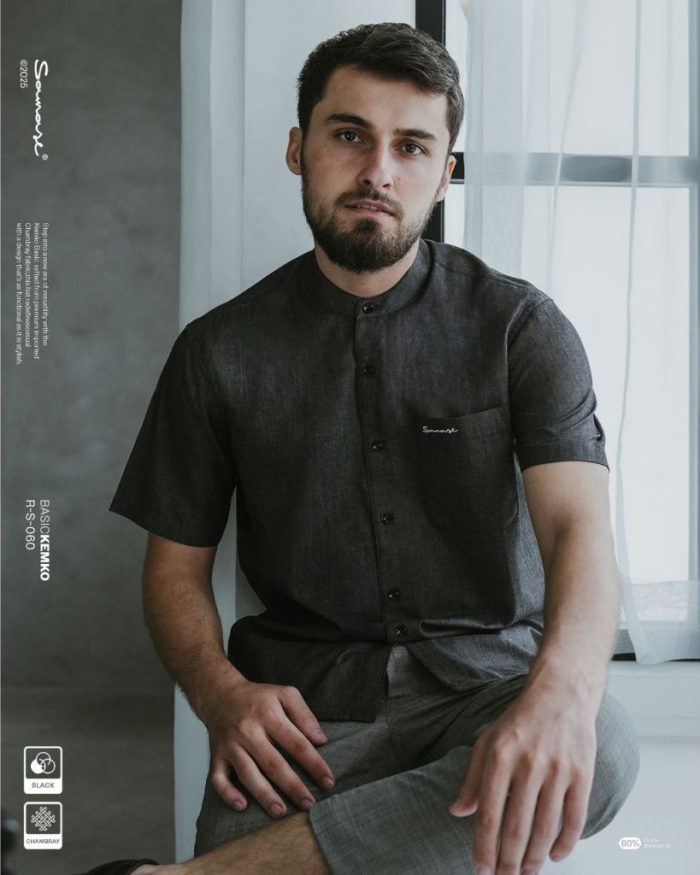 SAMASE KEMEJA OVERSIZE KOKO KEMKO LENGAN PENDEK S060 CHAMBRAY UKURAN LEBIH BESAR