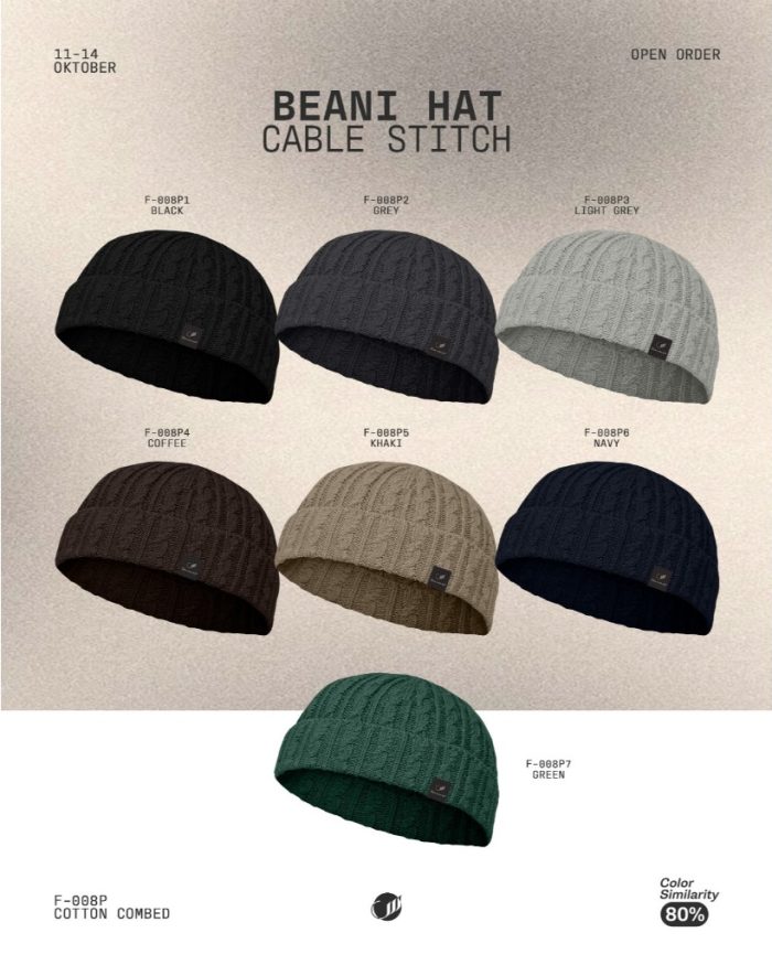 SAMASE NEW BEANIE HAT CABLE STITCH F008P