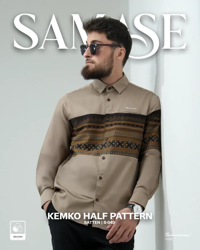 SAMASE Kemko Half Pattern Lengan Panjang - S040 Cotton Twill Saten