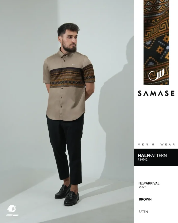 SAMASE Kemko Half Pattern Lengan Pendek - S042 Cotton Twill Saten