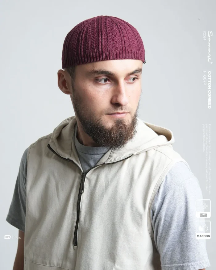 SAMASE Peci Rajut Maroon - F007P