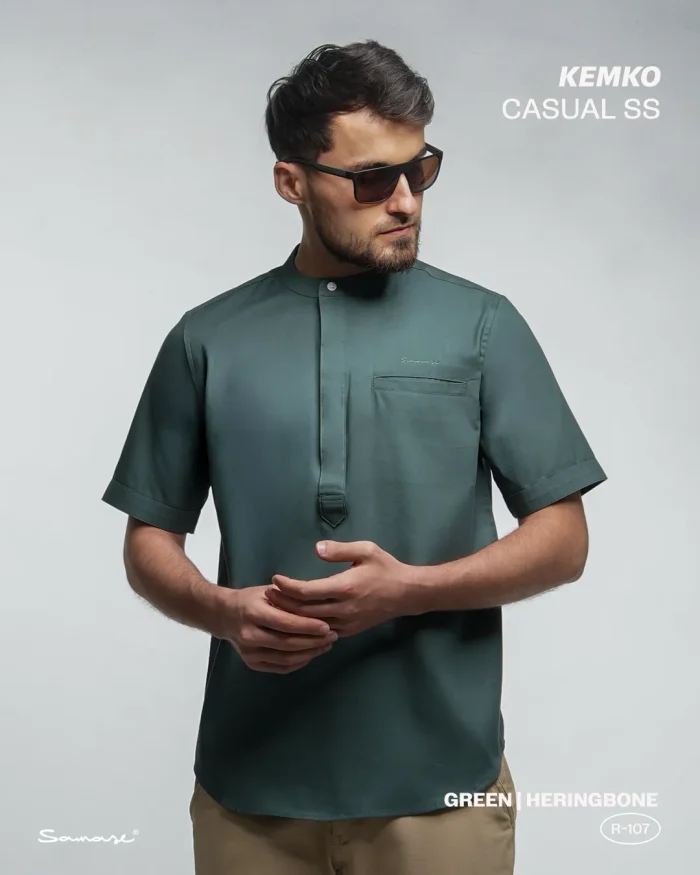 SAMASE Kemko Art Lengan Pendek - R107 Cotton Heringbone