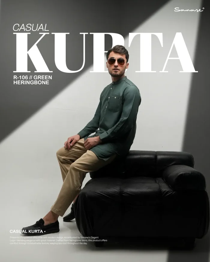 SAMASE Kurta Casual Lengan Panjang - R106 Heringbone